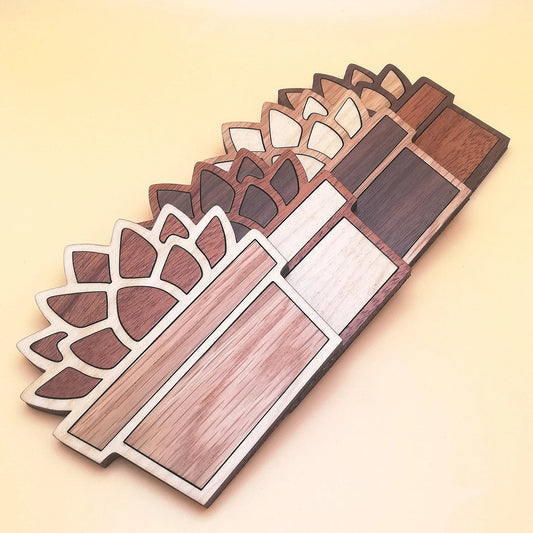 Wood Inlay Coaster Set: Succulent