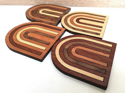 Wood Inlay Coaster Set: Rainbow