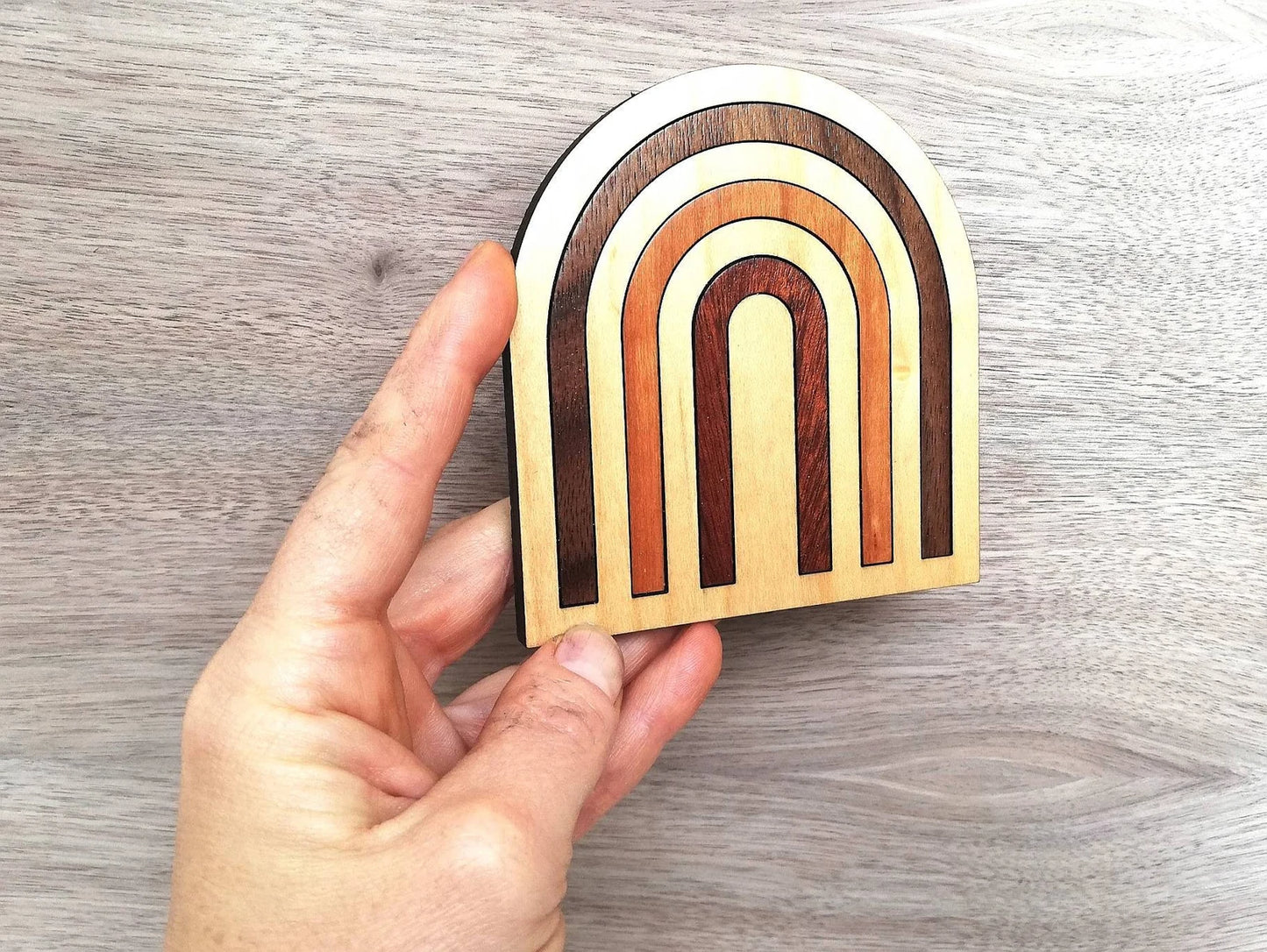 Wood Inlay Coaster Set: Rainbow
