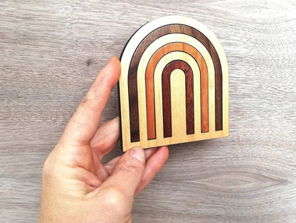 Wood Inlay Coaster Set: Rainbow