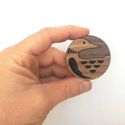 Wood Inlay Fridge Magnet Set: Loon