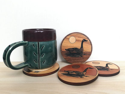 Wood Inlay Coaster Set: Canada Goose