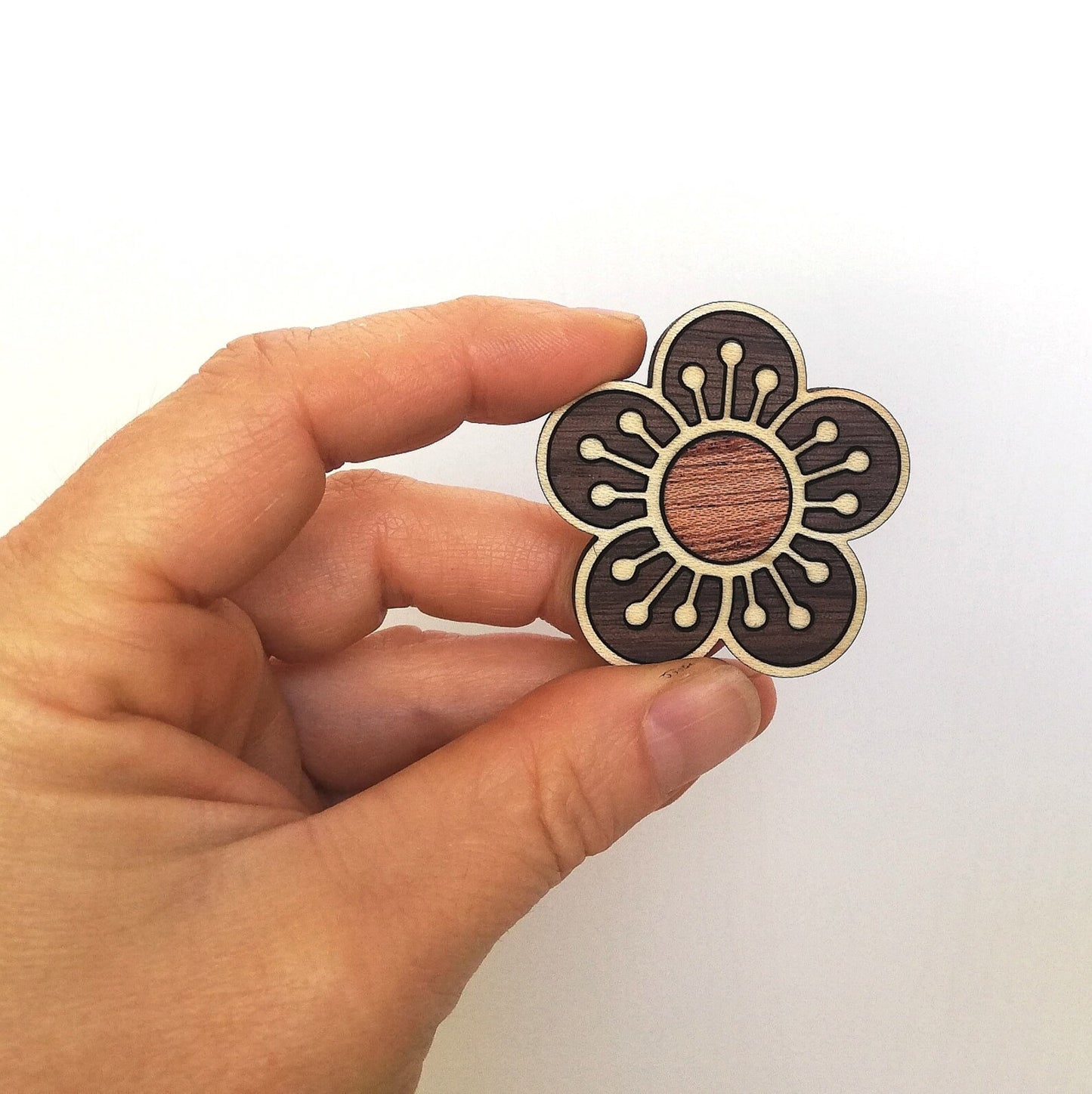 Wood Inlay Fridge Magnet Set: Cherry Blossoms