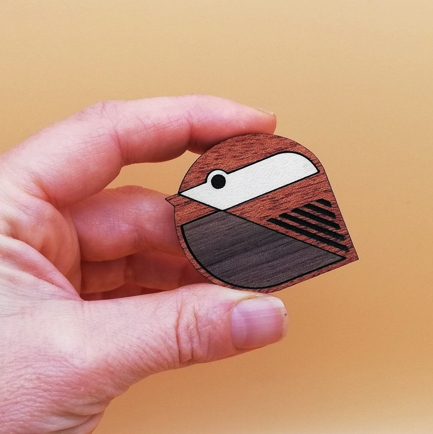 Wood Inlay Fridge Magnet Set: Birds