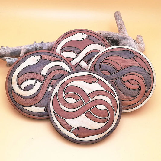 Wood Inlay Square Coaster Set: AURYN