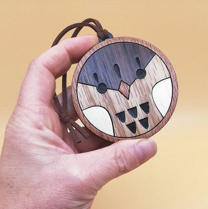 Wood Inlay Ornament Set: Birds (round)