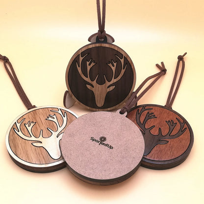 Wood Inlay Ornament Set: Antlers