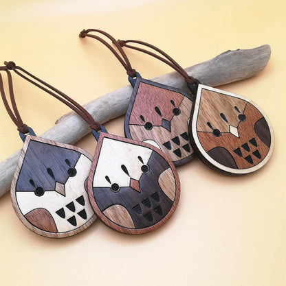 Wood Inlay Ornament Set: Birds (teardrop)