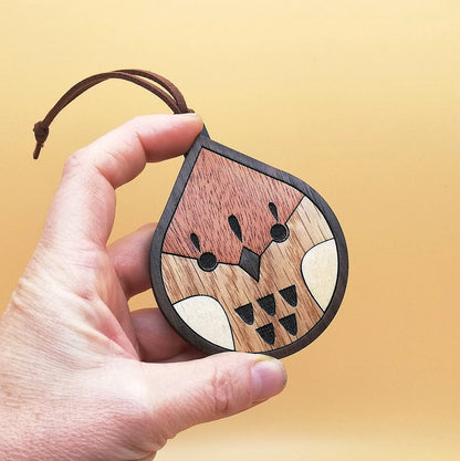 Wood Inlay Ornament Set: Birds (teardrop)