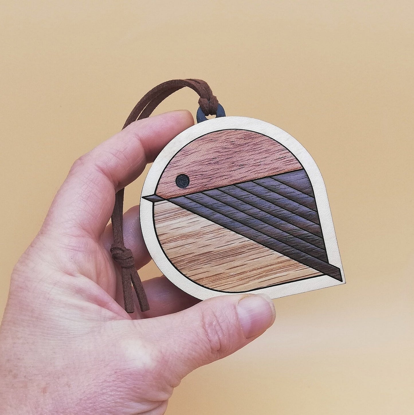 Wood Inlay Ornament Set: Chickadee