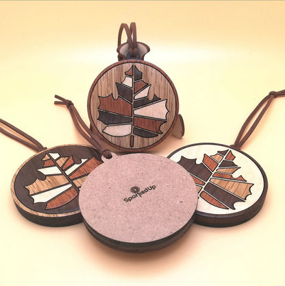 Wood Inlay Ornament Set: Maple Leaf