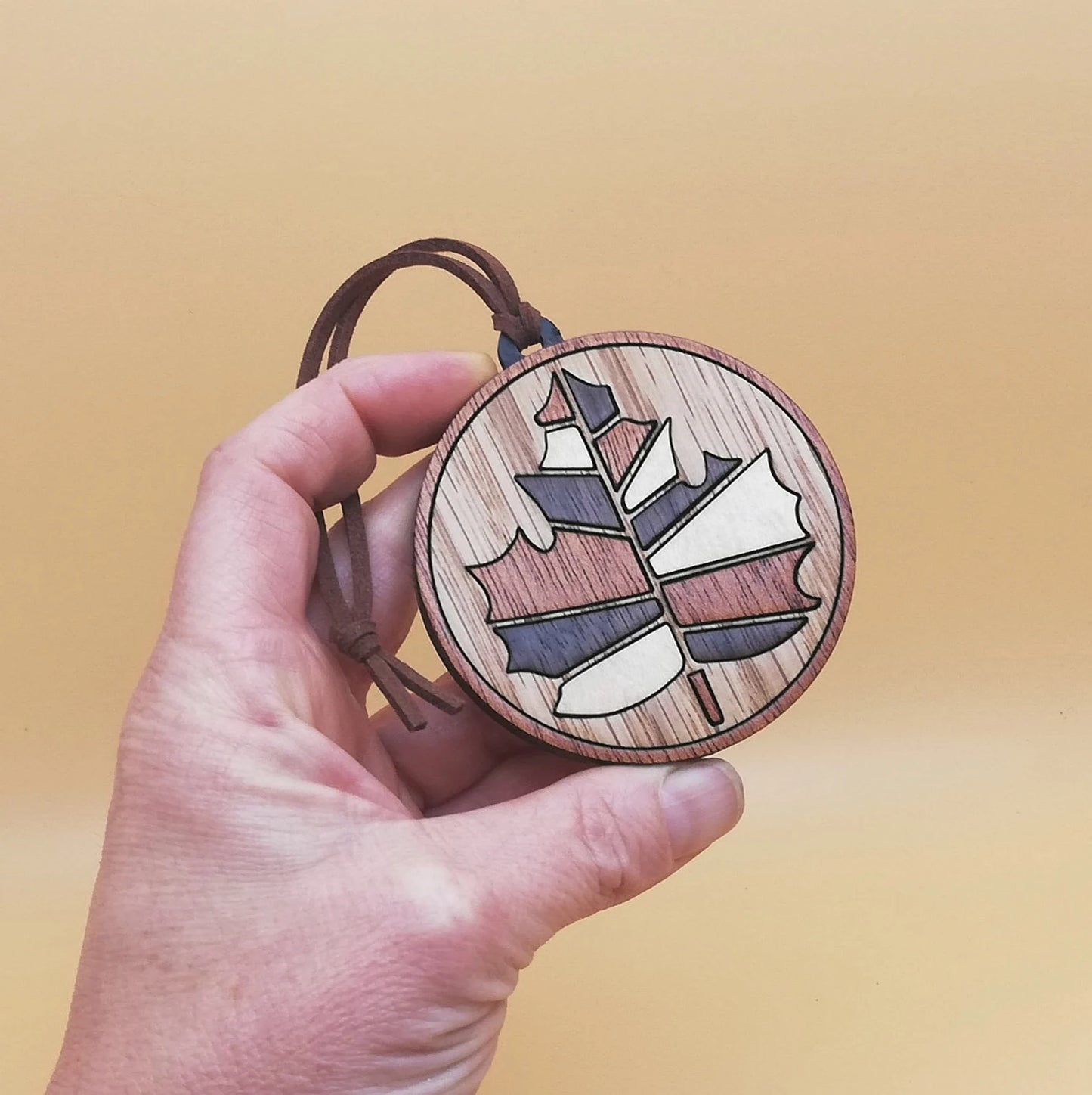 Wood Inlay Ornament Set: Maple Leaf