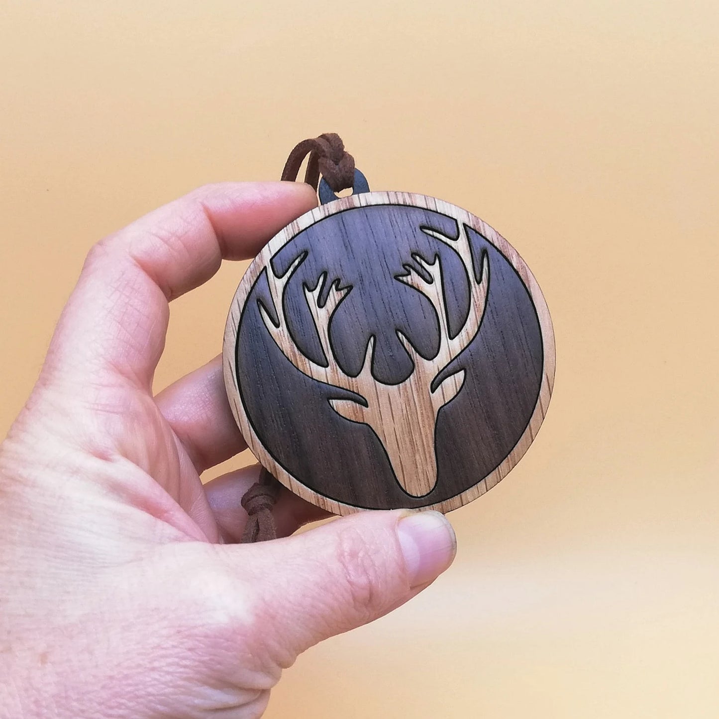 Wood Inlay Ornament Set: Antlers