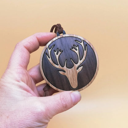 Wood Inlay Ornament Set: Antlers