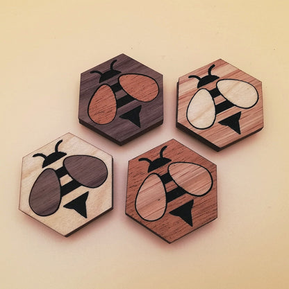 Wood Inlay Fridge Magnet Set: Honeybee