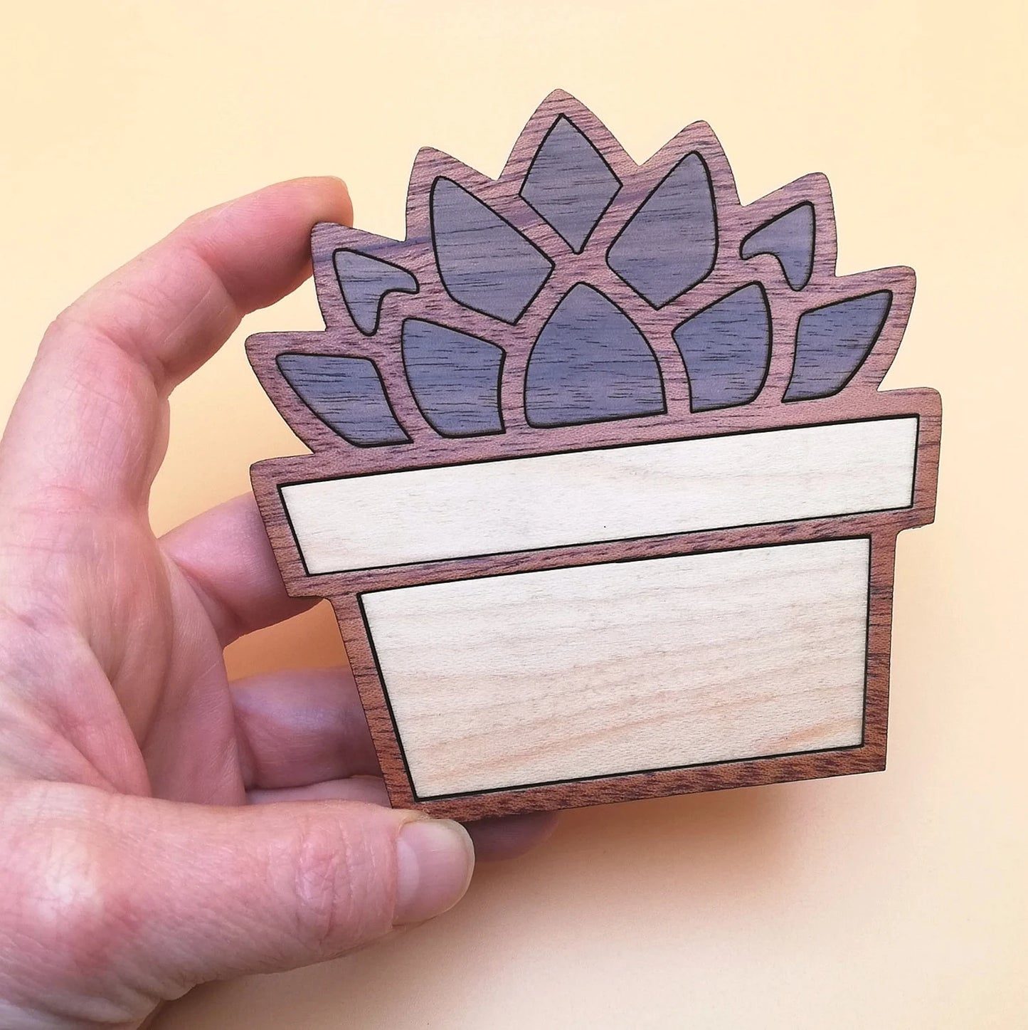 Wood Inlay Coaster Set: Succulent