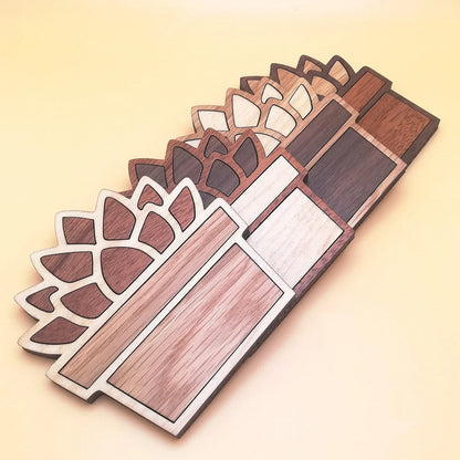 Wood Inlay Coaster Set: Succulent