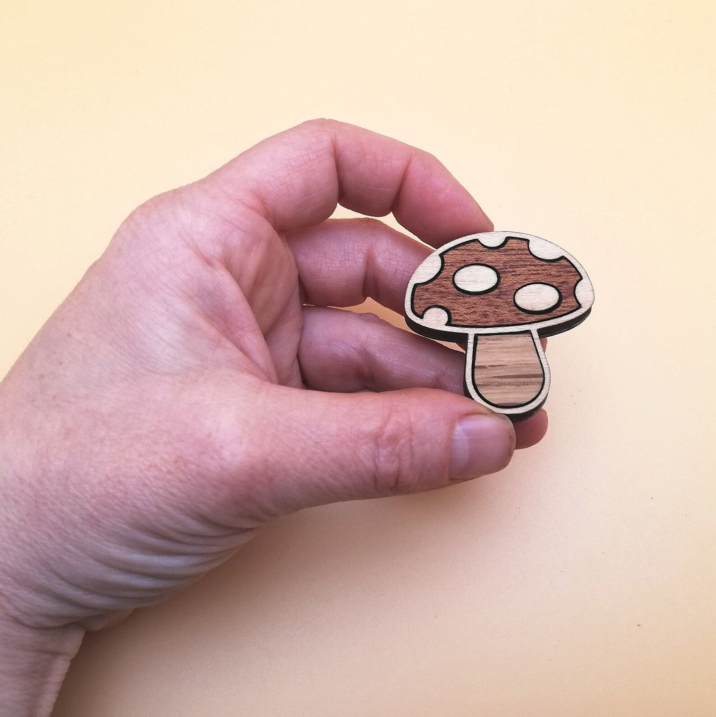 Wood Inlay Fridge Magnet Set: Mushrooms