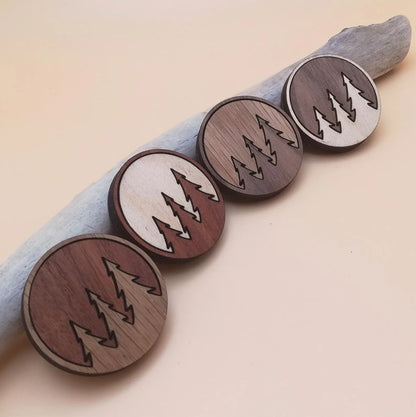 Wood Inlay Fridge Magnet Set: Three Trees