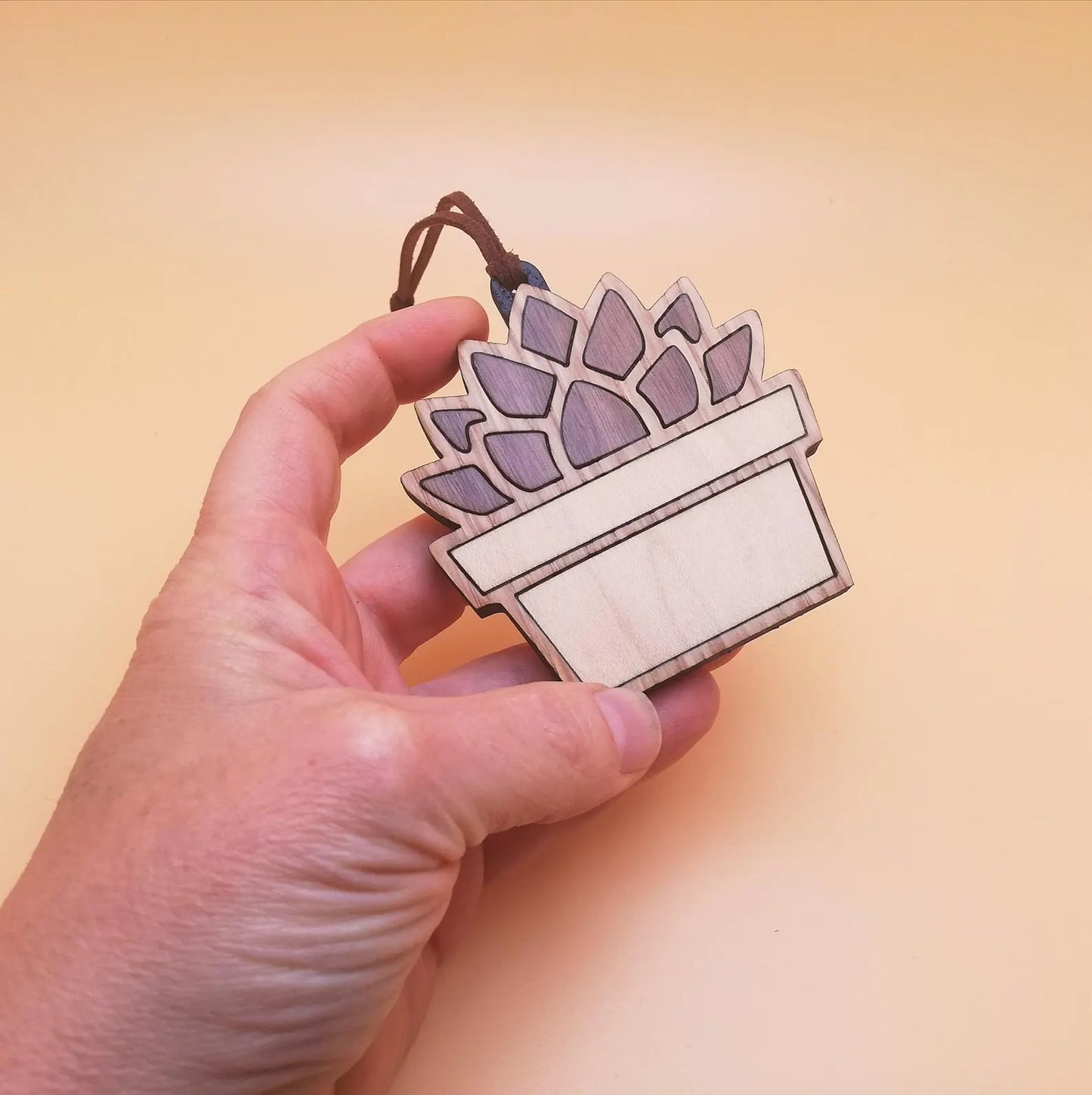 Wood Inlay Ornament Set: Succulent