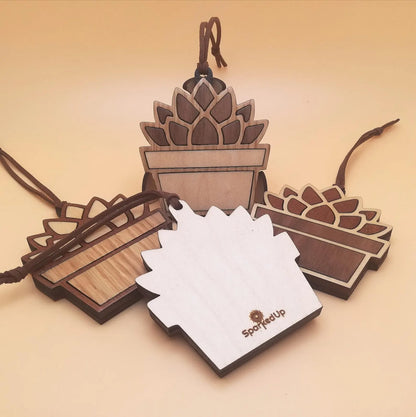 Wood Inlay Ornament Set: Succulent
